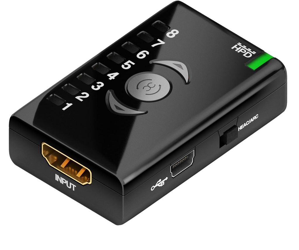 Dr HDMI with bank selector buttons, HDMI input and green HPD indicator