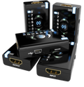 Five Dr HDMI units from different angles with HDMI input, output, Mini-USB port and HEAC/ARC switch